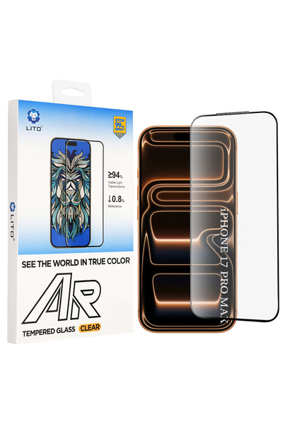 Lito Калъф за телефон за iPhone 17 Pro Max, Ar Se Закалено стъкло, Litho, Черен