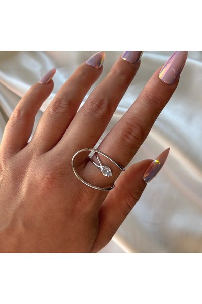 Eylülün Takısı Women's silver color stone adjustable design ring