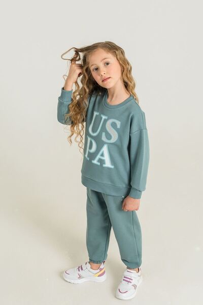 U.S. Polo Assn. 4-14 Years Licensed Us Polo Assn Girls' Set-Green