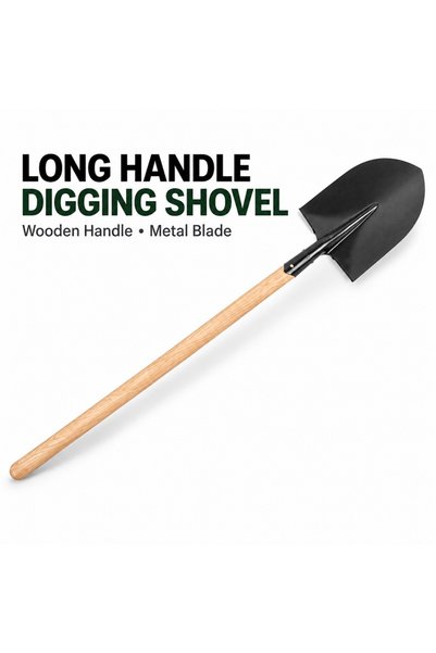Generic Brand Hand Shovel with Durable Long White Wood Handle – Compact and R...