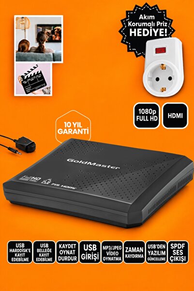 GOLDMASTER Ares 10 Yıl Garantili Tkgs’li HDMI Çıkışlı Full HD Uydu Alıcı Ciha...