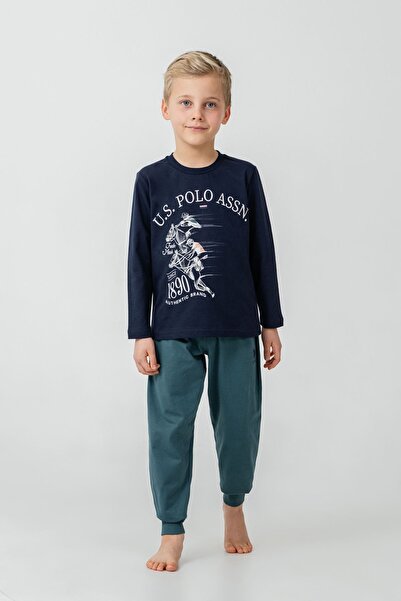 U.S. Polo Assn. طقم أولاد من 4-14 سنة مرخص من US Polo Assn - أزرق داكن