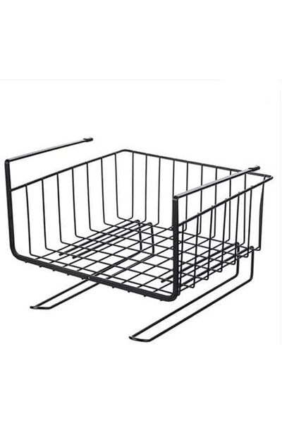 Showay Shu Yi Storage Organizer Rack with 2-Tier Hanging Bars, 5 Hooks, and B...