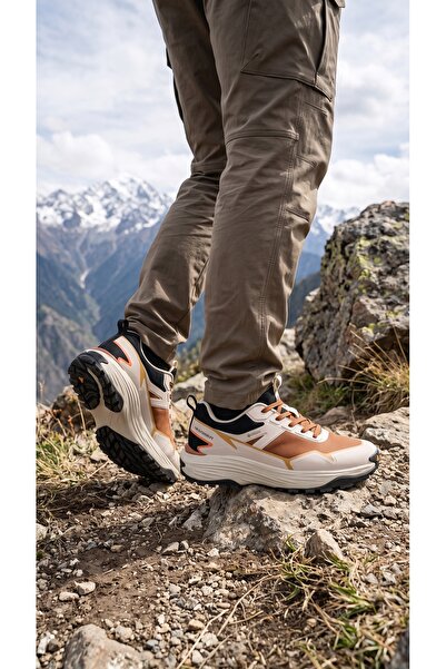 HUMTTO Kaydırmaz Taban Bej - Turuncu Erkek Dağ Tırmanış Trekking Yürüyüş Kışl...