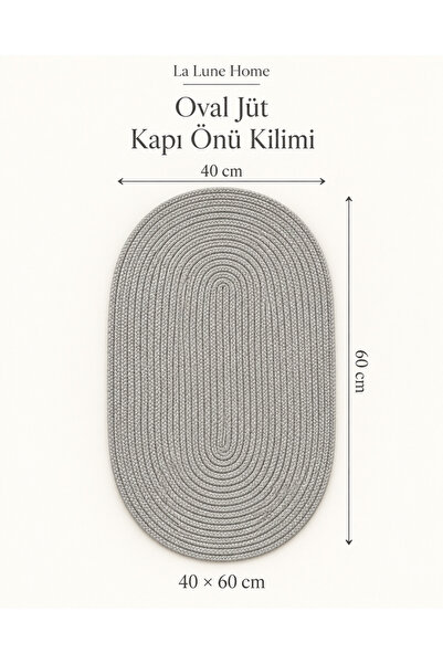 la lune home Oval Jute Door Mat 40X60 cm Knitted Textured Decorative Rug