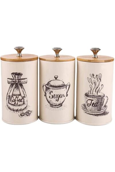 Arabest 3Pcs Metal Jars, Multi-Purpose Kitchen Canister Set - Metal Food Stor...