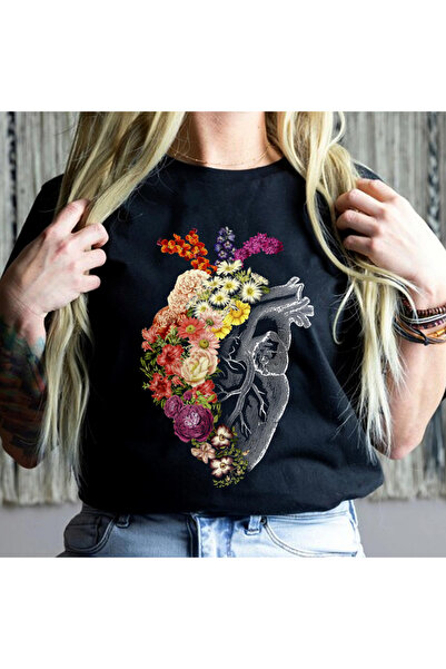 Orielle Tricou Negru Blooming Heart
