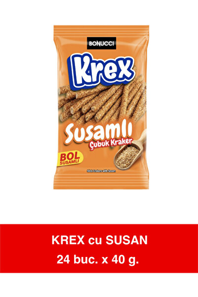Bonucci Krex cu Susan Στικ Κράκερ Σουσαμιού – 40γρ. x 24 Τεμάχια Κουτί Προβολής
