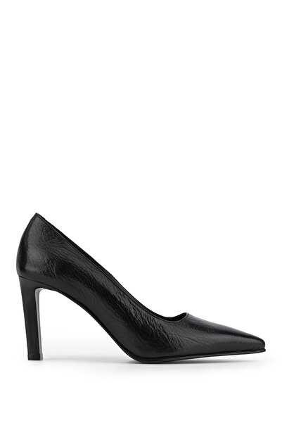 Tamer Tanca Women's Genuine Leather Black Heeled Shoes