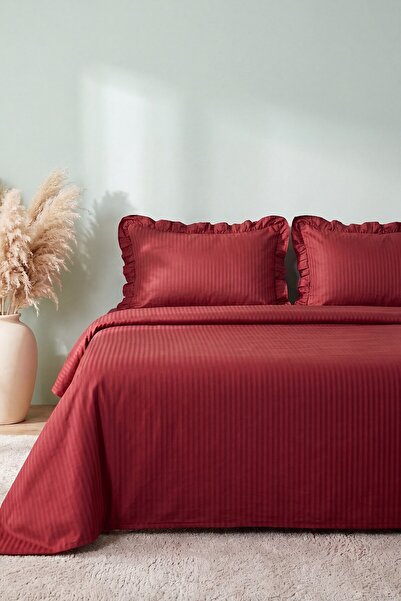 Rivaİstanbul Burgundy Tensel Craft Double Duvet Cover Set – 4 Pieces