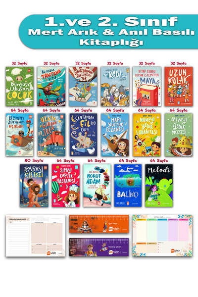 Timaş Çocuk 1. ve 2. Sınıf Anıl Basılı Mert Arık 17 Kitap Tam Set - Melodi Ba...