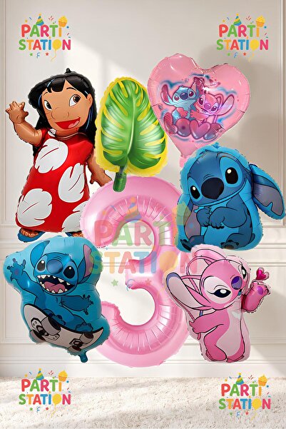 Parti Station Lilo Stitch and Angel Balloon Set for Ages 3 - 7 Piece Large Si...