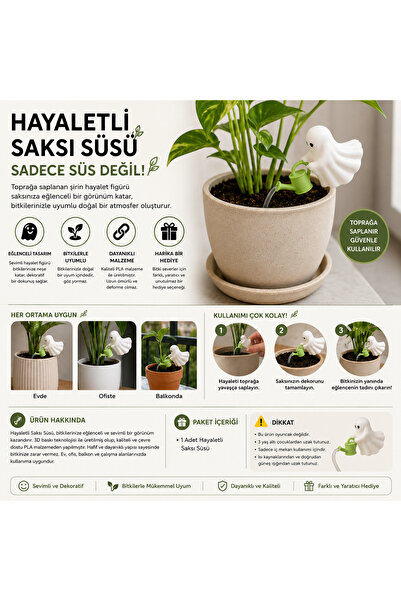 Hayaletli Saksı Süsü – Dekoratif Bitki Aksesuarı