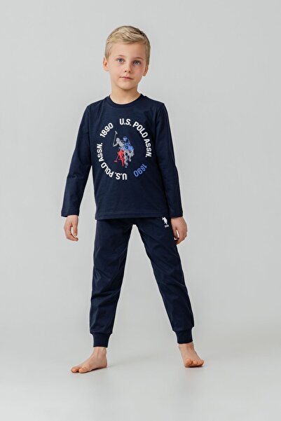 U.S. Polo Assn. طقم أولاد من 4-14 سنة مرخص من US Polo Assn - أزرق داكن