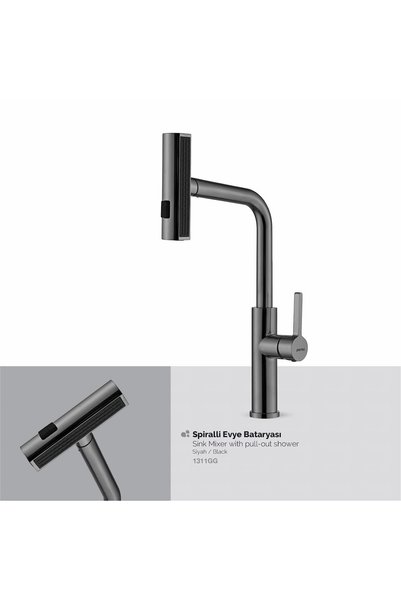 Penta 1311Gg Gray Spiral Sink Faucet (Square) Brass Body, Chrome Plated