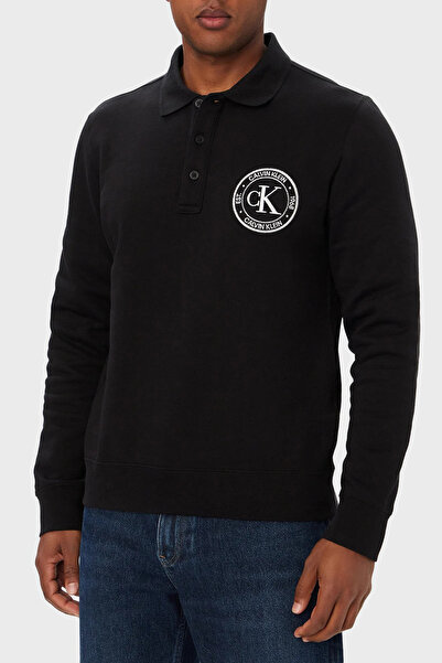 Calvin Klein Logolu % 100 Pamuk Düğmeli Polo Yaka Sweat LV04RH236GUB1 Erkek P...