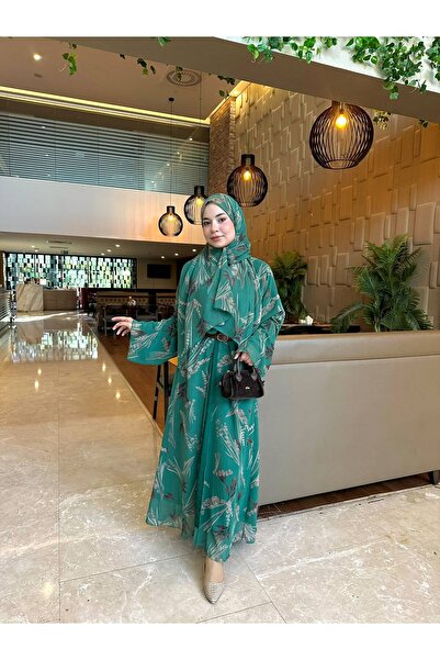 SYNDA Yeşil Şallı Abaya