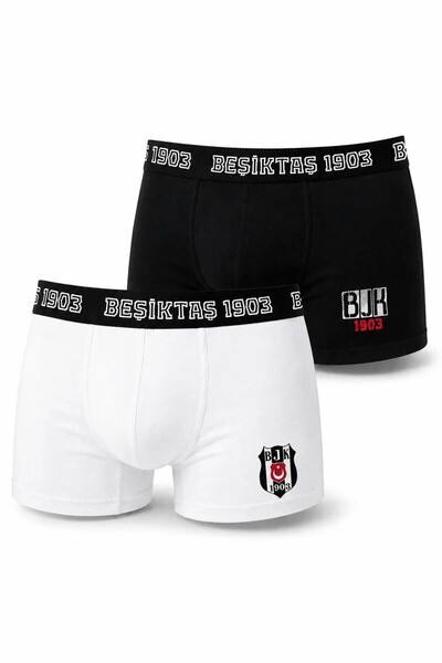 Bjk بوكسر رجالي مرخص باللونين الأسود والأبيض مكون من قطعتين
