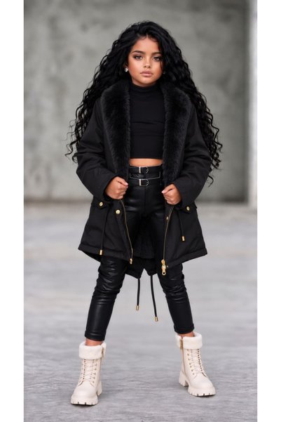 UZUN BUTİK Kids Girls' Coat Waterproof Plush Inside
