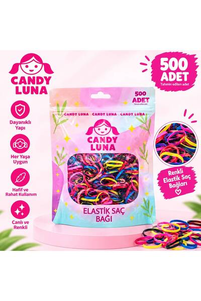 CANDY LUNA 500 ADET RENKLİ SAÇ ÖRGÜ LASTİĞİ