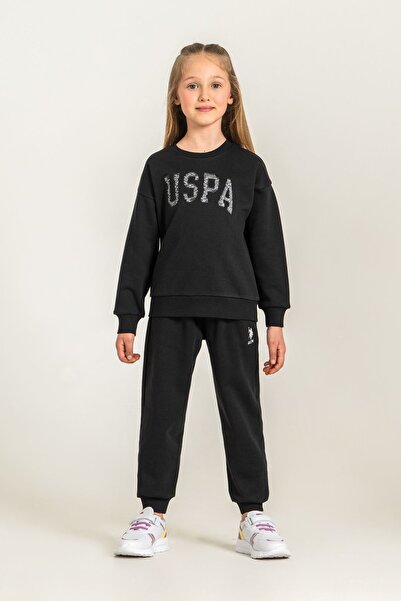 U.S. Polo Assn. 4-14 Years Licensed Us Polo Assn Girls' Set-Black