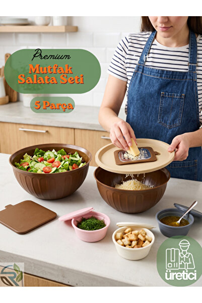 Rika Garden 5 Parça Mutfak Hazırlık Seti: 5 Lt Kapaklı Hazneli Rende, 5 Lt Ka...