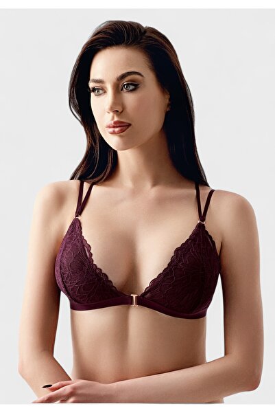NEWBRA LINGERIE Δαντελένιο Σουτιέν Brallet B Cup New Bra Μπορντό - Μπορντώ