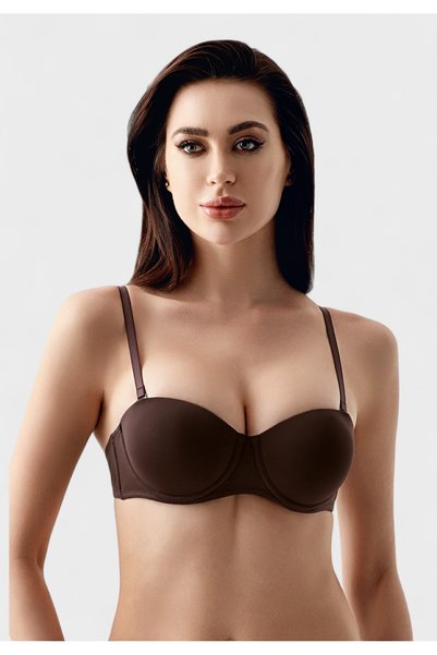 NEWBRA LINGERIE Σουτιέν New Bra Strapless Χωρίς Ενίσχυση Καφέ- B Cup