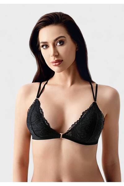 NEWBRA LINGERIE Δαντελένιο Σουτιέν Brallet B Cup New Bra Μαύρο