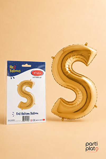 He2 Balloons Gold Foil Balloon Letter S 16 Inch 40 Cm, Gold Color Name and Bi...