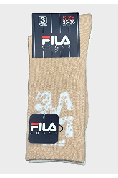 FILA Παιδικές Κάλτσες Κοριτσιού 3-Pack Μπεζ, Λευκές & Λαχανί με Καρδιές - Πολ...
