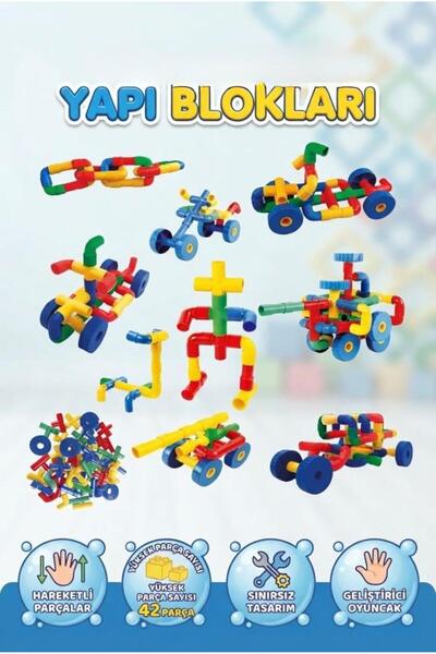 Tıfıl Toys Eğitici Boru Yapı Blokları 42 Parça Montessori Okul Öncesi Zeka ve...