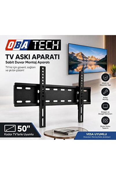 Tüm Markalar Ile Uyumlu Televizyon Duvar Asma Aparatı 50''