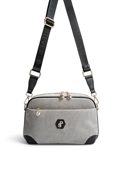 Silver Polo Smoked - Black Suede Women's Crossbody Bag Sp1094