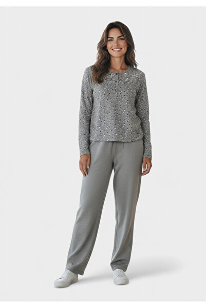 COLLECTİON Γυναικεία Πιτζάμα Φούτερ Cozy Elegance Grey - Γκρι