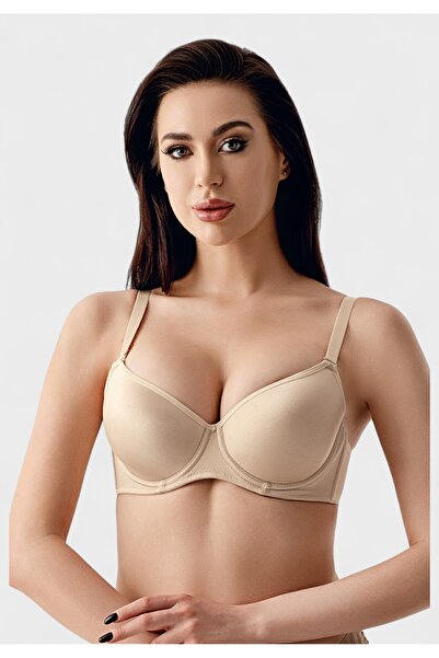 NEWBRA LINGERIE New Bra Μπεζ Κομψό Σουτιέν Χωρίς Ενίσχυση για B, C & D Cup | ...