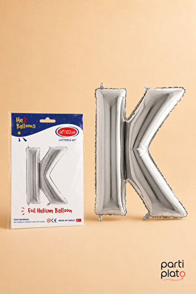 He2 Balloons Silver Foil Balloon Letter K 40 Inch 102 Cm, Helium Compatible S...