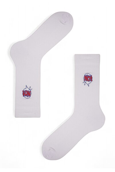 Soma Κάλτσες Unisex Rib με κέντημα No - Λευκό