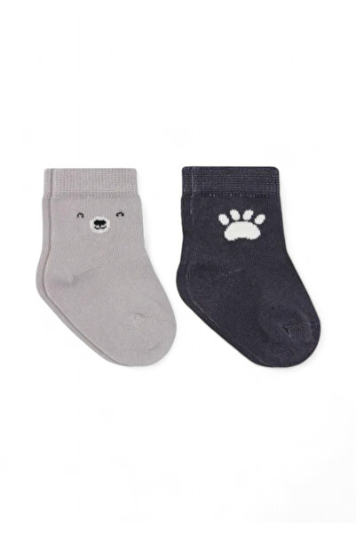 Biorganic Κάλτσες βρεφικές βαμβακερές Bear Feet 2 Τεμ. - Γκρι