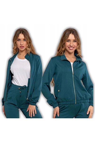 MORAJ Hanorac de damă fără glugă, cu fermoar, ușor, elegant, la modă, 3XL VERDE