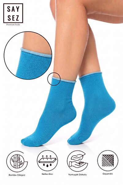 SAYSEZ Blue Bamboo Women's Elasticless Seamless Premium Socks / Non-Marking /...