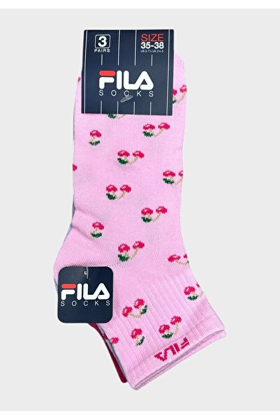 FILA Παιδικές Κάλτσες Κοριτσιών 3pack με Σχέδιο Κεράσια Ροζ/Λιλά/Φούξια - Πολ...