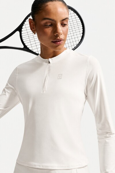 Nike Court Advantage Dri-FIT Mid-Layer 1/4 Zip Tennis Top Kadın Uzun Kollu Da...