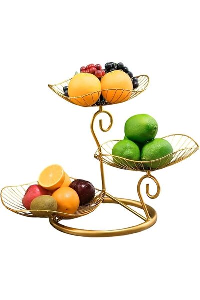 HASTHIP ® 3-Tier Fruit Basket Stand, Metal Wire Fruit Holder with Detachable ...