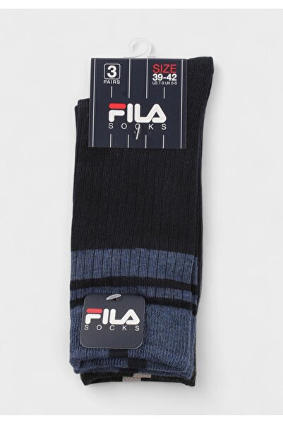 FILA Ανδρικές Κάλτσες 3 Ζευγάρια – Πολύχρωμες Ριγέ Μαύρο, Μπλέ, Ανθρακί - Πολ...