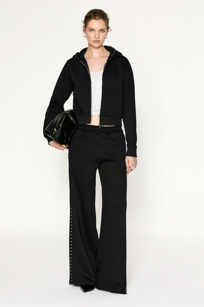 ETHIQUET Rosera Women's Organic Cotton Stoned Drawstring Black Trousers
