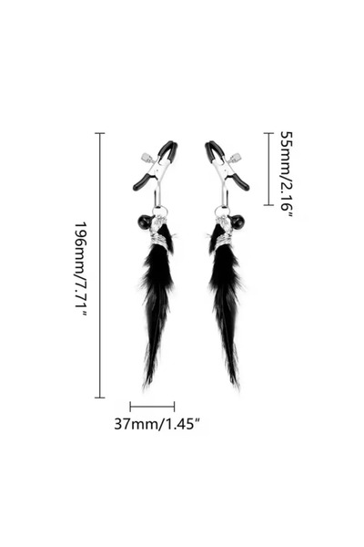 Siyah Kuş Tüylü Metal Tüy Charm Göğüs Uyarıcı Meme Ucu Klipsi Black Feather Nipple Clamps