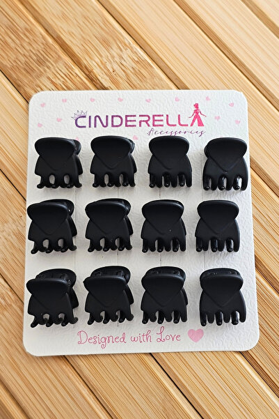 Cinderella Σετ 12 μίνι μαύρων χρωματιστών κλιπ μαλλιών 1,5 εκ. - Πρακτικό κλι...