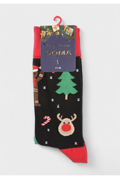 Soma Χριστουγεννιάτικες Κάλτσες Socks "Rudolph & Gingerbread Fun”" - Μαύρο