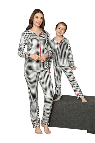 SeXen Πιτζάμα παιδική - εφηβική με κουμπιά Black Tailored - Μαύρο